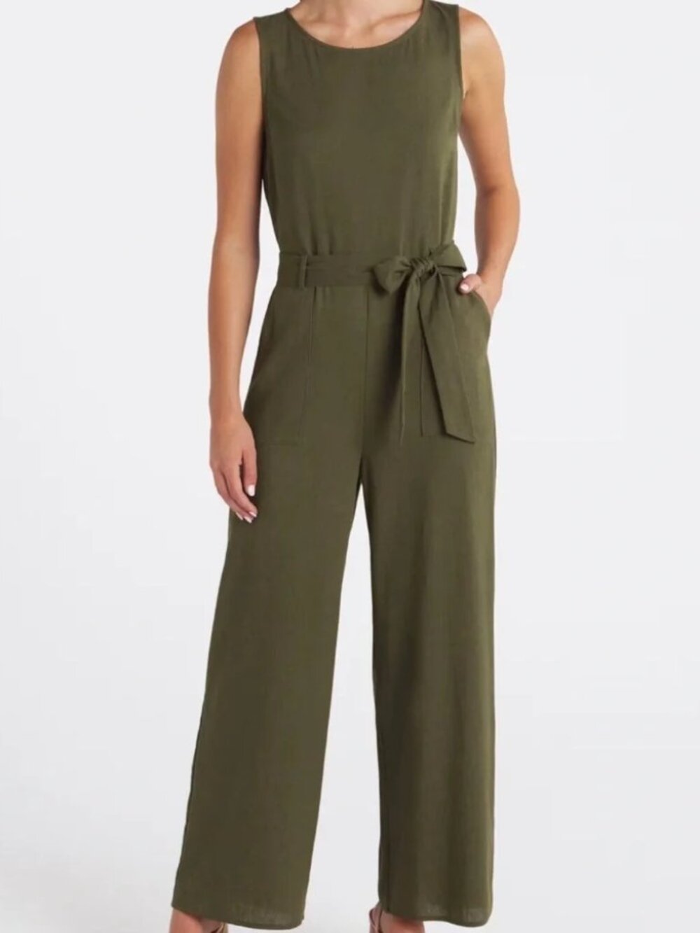 NWT GILLI (Stich Fix) Amina Tie-Waist Jumpsuit – Olive – Med